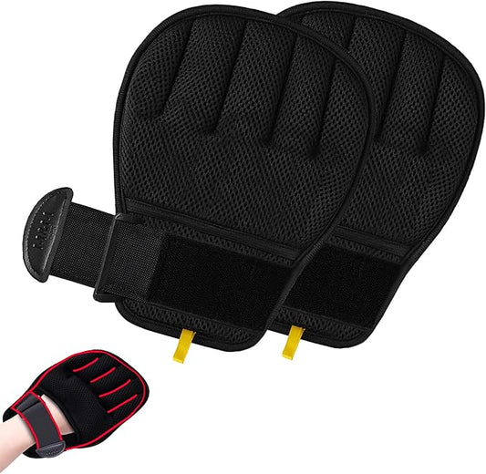 Pet Hair Removal Glove for Cats & Dogs, Patented Adjustable Strap, Reusable Five-Finger Grooming Glove with Secure Non-Slip Fit for Couch, Carpet, Clothing & Car Seat, 2 Pcs