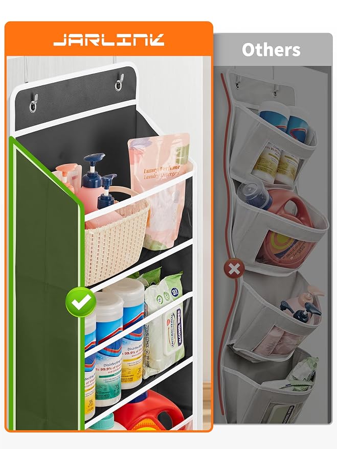 JARLINK Over The Door Toy Storage Organizer w/Clear Window, Black, 2 Pack | Anti-Tilt 44 lb Load Capacity, Baby Toy Storage Organizer for Stuffed Animals, Nursery, Kid Bedroom, Newborn Baby Essentials
