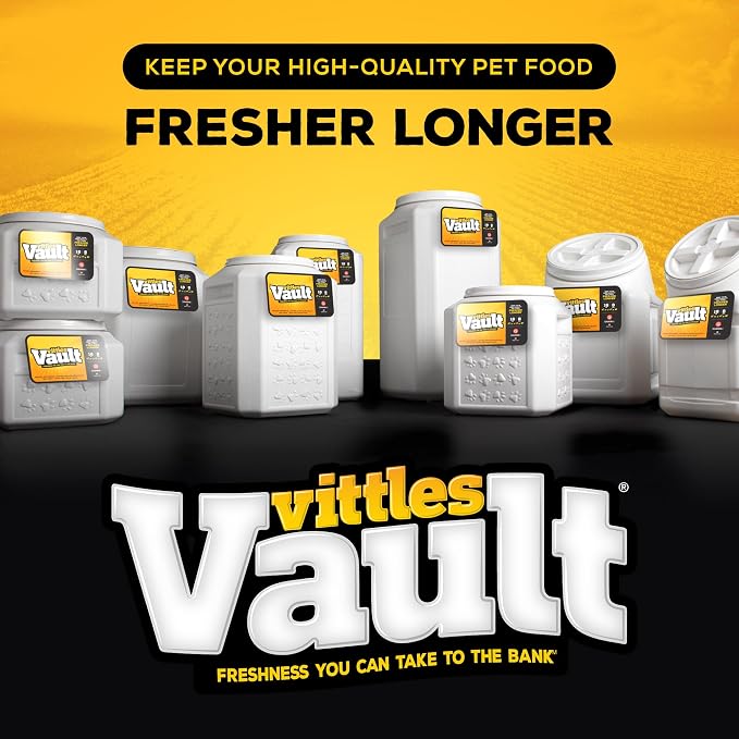 Vittles Vault Traditional Dog and Cat Food Container + Scoop, Gray, 80lbs | BPA Free Plastic, Sealed Airtight for Kibble, Bird Seed, Oatmeal and More; Includes Scoop, Made in USA
