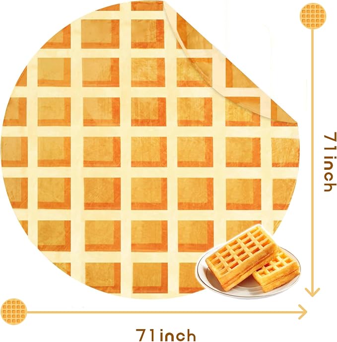 Bnuitland 71 Inches Waffle Funny Blanket, 300 GSM Double Sided Giant Funny Novelty Realistic Food Blanket for Adults and Kids, Super Soft Flannel Throw