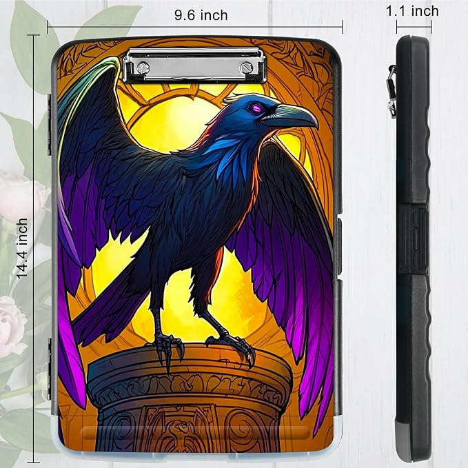 Eagle with Purple Wings A4 Clipboard with Storage Pen Holder, Clipboards Organizer Nursing Clipboard Foldable File Folder Plastic Clipboard Folio Clip Board for Office Students Classroom