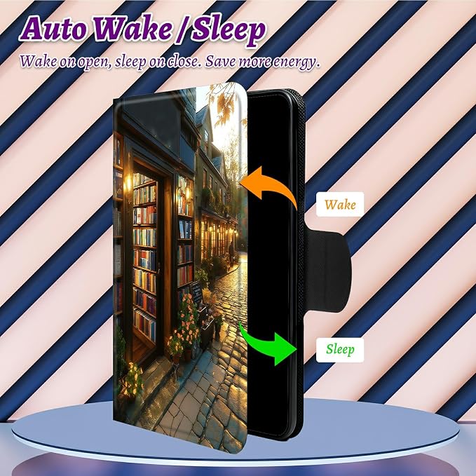 Rotating Handle Case for Samsung Galaxy Tab S10 Plus 2024/S9 FE+/S9 Plus 12.4 Inch 2023, 360 Degree Swivel Kickstand with Magnetic Closure Leather Protective Cover, Flower Library