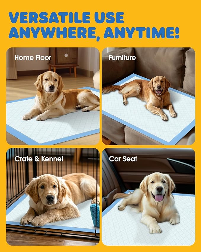 Powools Puppy Pads for Dogs, 34x28 in, 6-Layer Leakproof, 100-Pack | Extra-Large Pee Pads, Disposable, Quick-Dry Dog Pads, High Absorbency, Wee Wee Pads for Dogs, Easy Puppy Potty Training