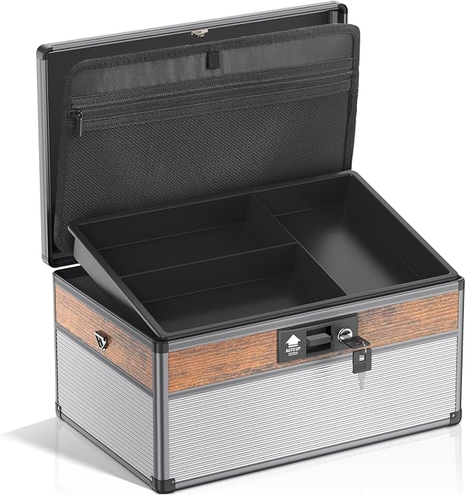 Glosen Medicine Lock Box,locking medicine box, Security Lock Boxes【Extra Large16*10 * 7.5 Inch】 lock box, First Aid Key Safe Box,Lock Box for Medication