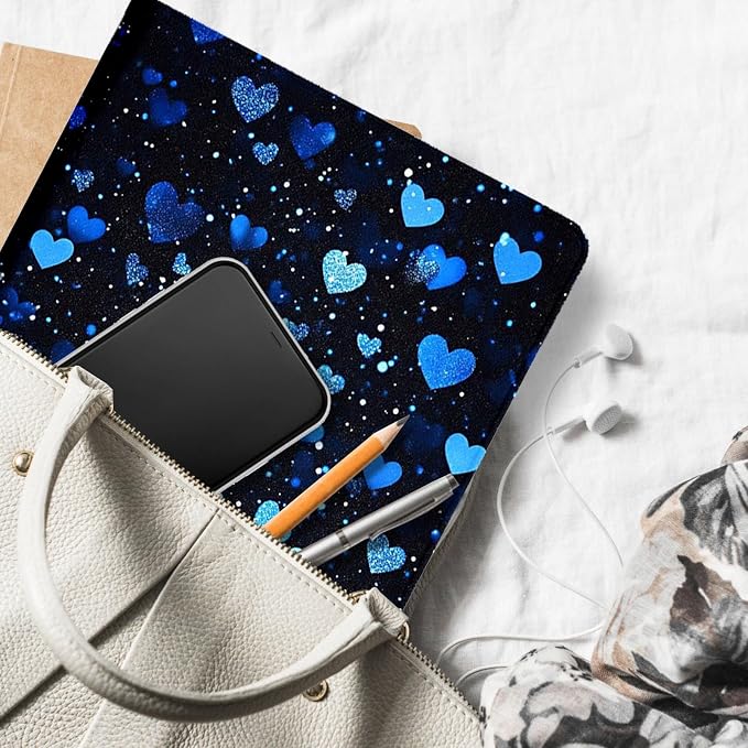 for Microsoft Surface Pro 11/10/9-13" 2024/2022 Tablet Case,Auto Wake/Sleep,Adjustable Stand Protective Cover - Blue Heart Glitter