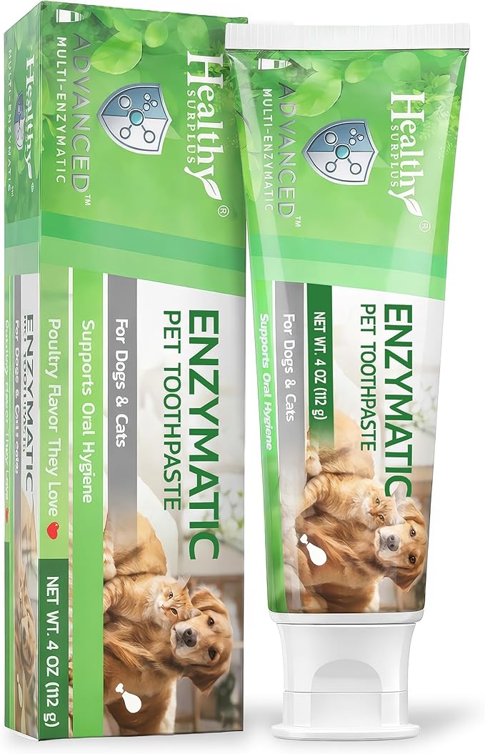 Healthy Surplus 4 Oz - Enzymatic Dog Toothpaste (Poultry - Chicken Flavor) for Dogs & Cats - Compare to Virbec CET - Fresh Breath, Plaque & Tartar Control - Advanced 5-Enzyme Pet Toothpaste