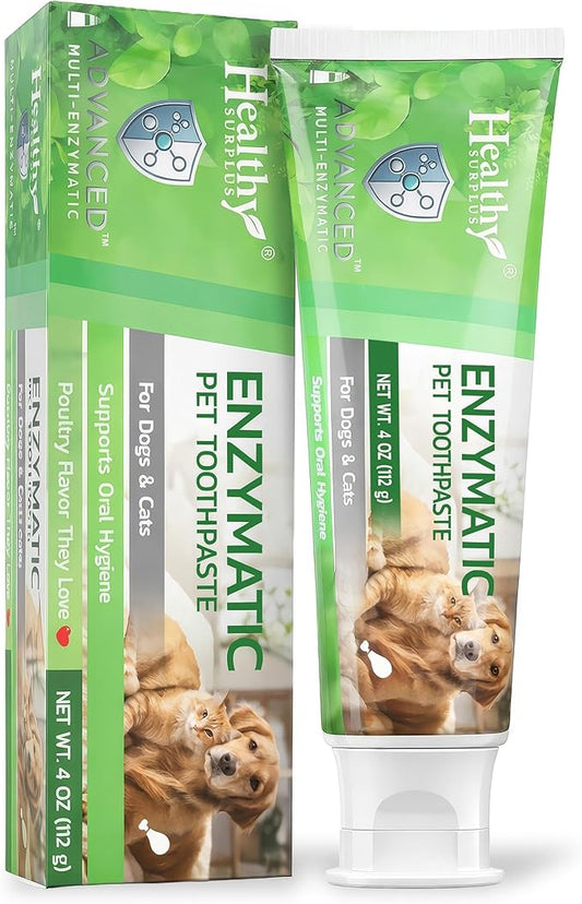 Healthy Surplus 4 Oz - Enzymatic Dog Toothpaste (Poultry - Chicken Flavor) for Dogs & Cats - Compare to Virbec CET - Fresh Breath, Plaque & Tartar Control - Advanced 5-Enzyme Pet Toothpaste