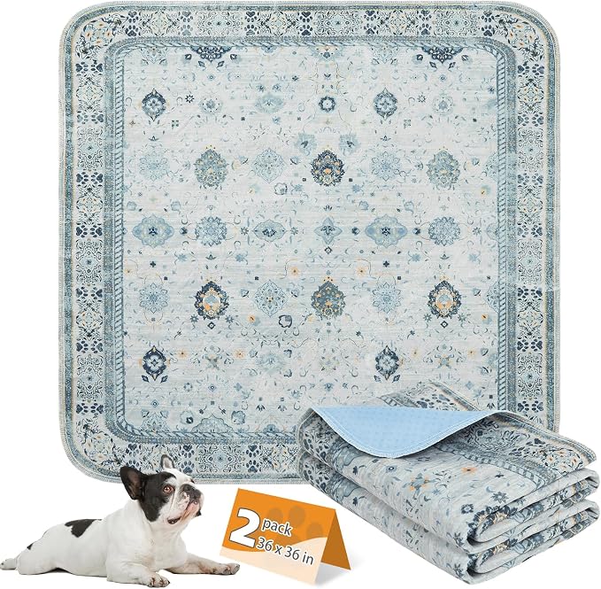 Washable Pee Pads for Dogs, 2 Pack Super Absorbent Reusable Puppy Training Pads Waterproof, Nonslip and Leak-Proof Dog Pee Pads, Large Pet Mats Whelping Pads for Floor, Crate, Couch 36"x36"