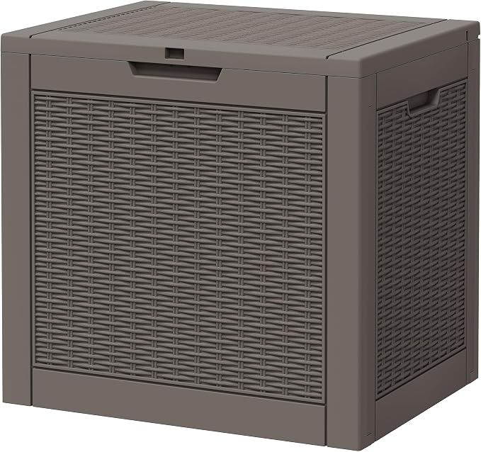 30 Gallon Outdoor Storage Box Waterproof Deck Box for Patio | Gray, Resin, Small, Weatherproof, Lockable, Compact, Easy Assembly, Patio Pool Garden Accessories Storage, Organization
