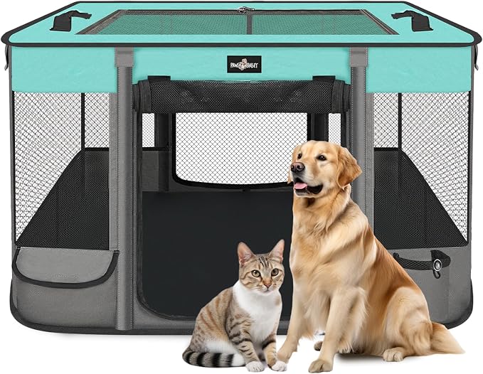Paw Ballet Foldable Pet Kitten Playpen, Upgrade Waterproof Portable Dog Cat Playpen Kennel Tent for Small Cat Dog, Retractable Shade Cover, Indoor Outdoor Use for Small Pet.