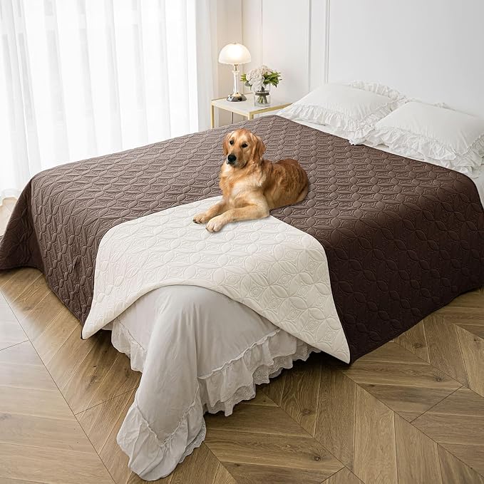 Waterproof Couch Cover for Dogs - Washable Pets Furniture Protector | TPU Leak-Proof Liner, Lightweight & Reversible, Fits Chair, Sofa, Bed, 82" x 82" , Chocolate/Cream
