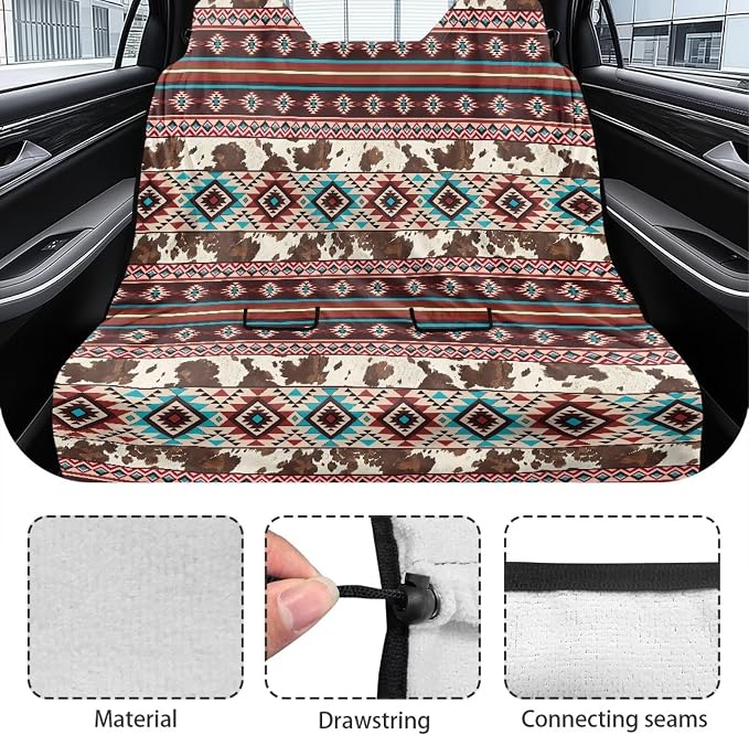 Renewold Back Seat Pet Cover for Dogs, Car Rear Bench Seat Cover, Towel for Gym Workout Swimming Beach Hiking, Car Backseat Accessories for Truck SUV Van Sedan, Tribal Aztec