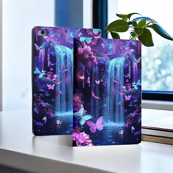 for Microsoft Surface Pro X/Pro X Plus-13 2019/2020/2021/2024 Tablet Case,Auto Wake/Sleep,Adjustable Stand Protective Cover - Dream Butterfly Waterfall