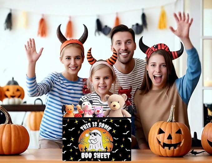 Large Halloween Themed Candy Gift Boo Basket for Kids Baby Personalized Adults Storage Bin Fall Decor(Sunglasses Spooky)