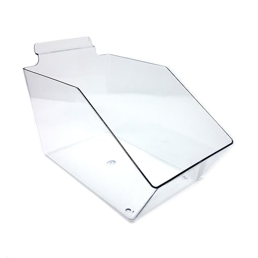 Clear Pegboard Acrylic Bins, Medium Bin for Peg Wall - 6" L x 5.5" H x 9.5" D - 10 Pack