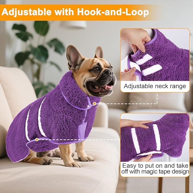 Dog Bathrobe Super Absorbent Dog Towels Large Quick Drying Robes for After Bath Soft Adjustable Warm Keeping Dogs Towel(S-XXL)