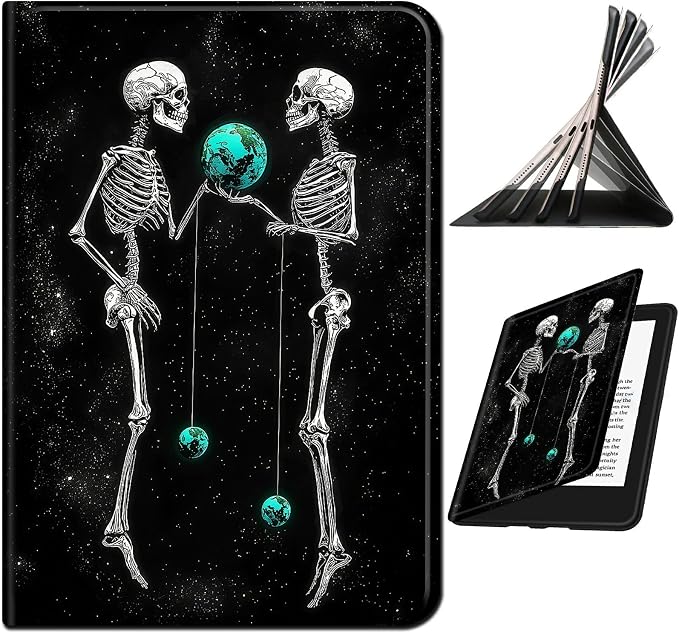 for Samsung Galaxy Tab A9 8.7 Inch 2023 (SM-X110/X115/X117) Case | Slim Leather Smart Cover with Multi-Angle Anti-Slip Stand [Auto Wake/Sleep] Shell for Women Men - Skull Earth