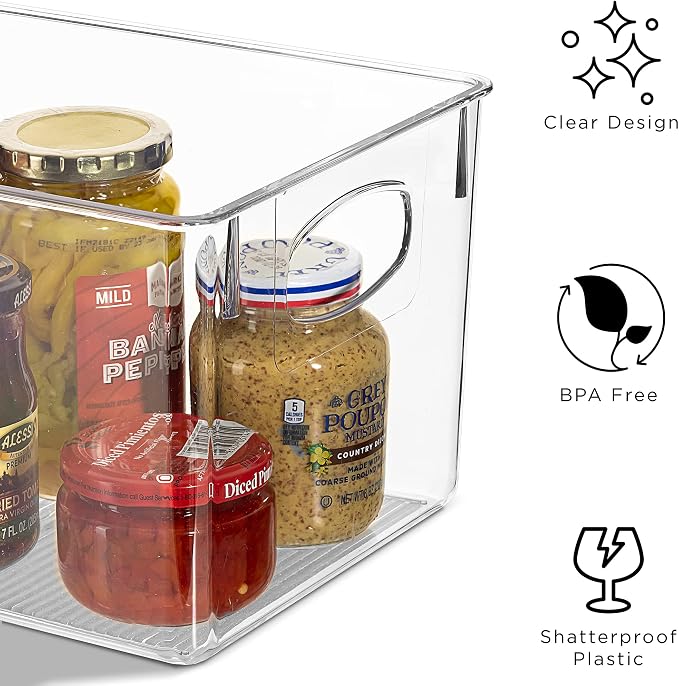 Sorbus Fridge Organizers and Storage, Clear Plastic Bins (Medium, 2 Pack)