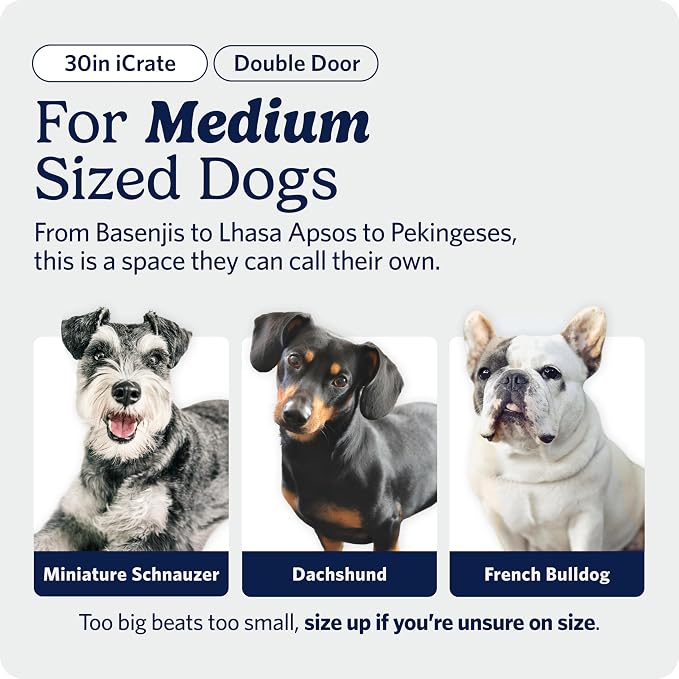 Midwest 30-Inch Double Door iCrate, for Medium Breeds, 21-40 lbs
