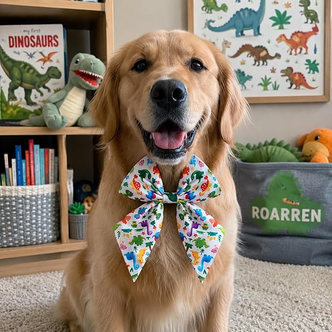 PET SHOW 10 Pack Dinosaur Sailor Dog Bowties for Large Dogs