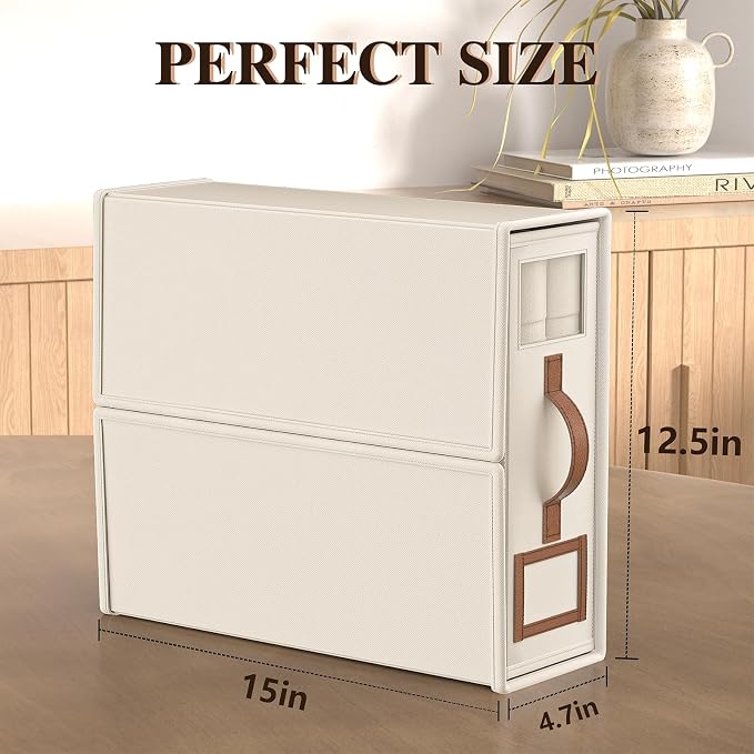 4 Pack Foldable Bed Sheets Set Organizers and Storage(King & Queen Size),Linen Fabric Closet Organizers with Window,Folding Bedding Storage Box for Bedsheets and Pillow Cube Organizer-Beige