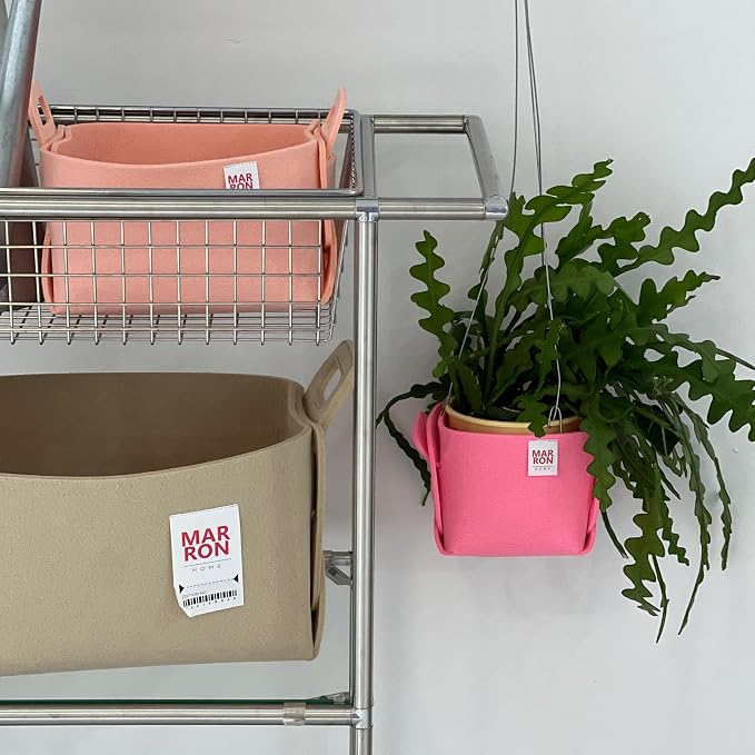 Collapsible Felt BABYPINK Storage Bin Small 7.1"x5.1"x5.1" – Foldable Basket with Handles for Closet, Toy Storage, Laundry Room Organization, Decorative Storage Baskets for Shelves, Nursery