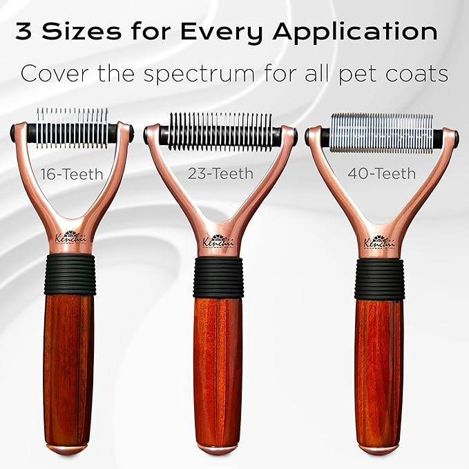 Kenchii Luxury Pet Grooming Rake - 23 Teeth - Enhance Your Pet's Coat with Precision - Metal, Short hair, Long or Double coat, Manual, Professional Precision, Durable Construction