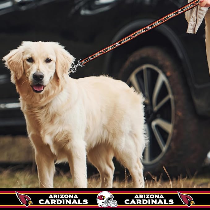 NFL PET Leash, Large, Arizona Cardinals Dog Leash, Football Team Leash for Dogs & Cats. A Shiny & Colorful Dog & Cat Leash with Embroidered Team Name/Logo Licensed by The NFL