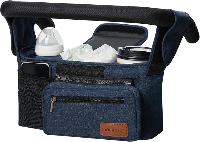 Momcozy Universal Stroller Organizer with Insulated Cup Holder | Detachable Phone Bag and Shoulder Strap, Fits for Uppababy, Baby Jogger, Britax, BOB, Umbrella, and Pet Strollers