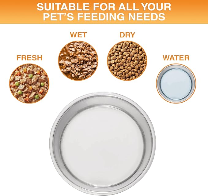 Neater Pet Brands Stainless Steel Dog Bowls with Non-Slip Rubber Bottom – Set of 2, 4 Cup (32 oz), Tan - Heavy Duty Metal Dog Bowl, Dishwasher Safe, Food or Water Bowl, Ideal for Medium Dogs