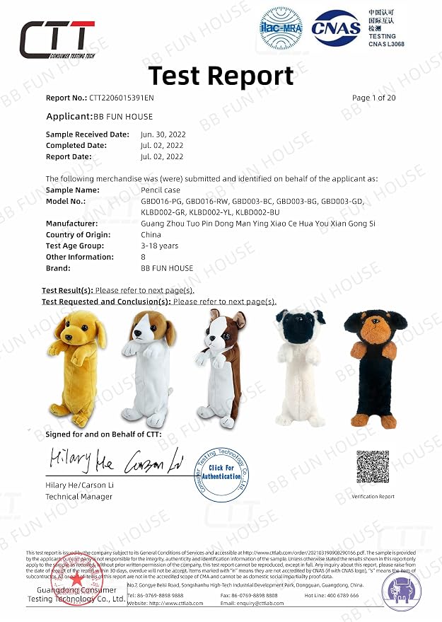 BB FUN HOUSE Pencil Case for Kids, 3D Plush Animal Dog Dinosaur Pencil Pouch Soft Stationery Storage Pen Bag for Girls and Boys School Supplies