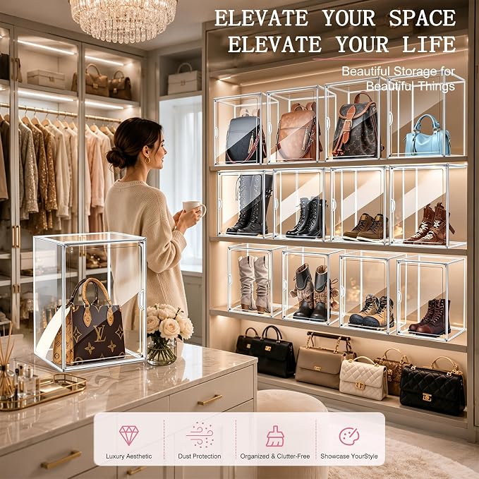 5 Pack Clear Tall Boot Storage Box, Organizer for Ankle Boots and Booties | Fits Men/Women Shoe's Size 15.Designed for ankle boots,short fashion boots.Clear stackable storage with dustproof protection