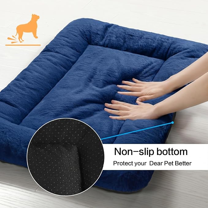 Dog Crate Pad Washable Dog Bed for Crate Medium Cozy Mat 30-Inch Navy Blue | Ultra Soft Kennel Pad,Anti-Slip Bottom,Fits for Most Metal Crates,Comfortable Sleeping Pet Mat