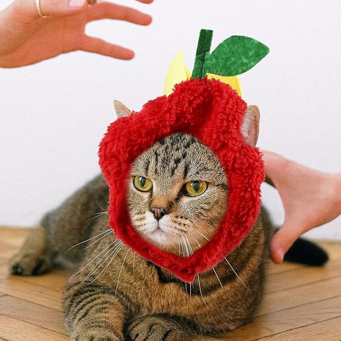 POPETPOP 4pcs Cute Pet Party Hat for Dogs and Cats, Fruit-Shaped Cloth Headwear with Fine Workmanship, Practical and Stylish Cosplay Accessory for Birthday and Festival Events