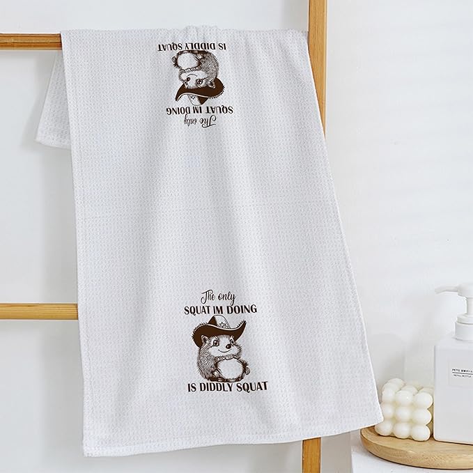 Funny Cowboy Hedgehog Kitchen Towels, Hedgehog Gifts Dish Tea Towels for Kitchen Decor, Humorous Sarcastic Gifts for Women Men Hand Towels for Bathroom, 16x24 Inch