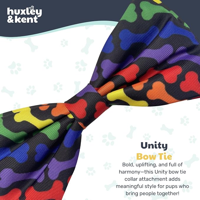 Huxley & Kent Pet Bow Tie for Dogs & Cats, Unity, XLarge | Hook & Loop Attaches to Any Collar, Soft Polyester, Lightweight & Machine Washable, Perfect for Holidays & Photos