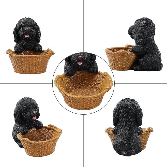 Poodle Candy Bowl for Office Desk - Decorative White Frenchie Storage Basket for Keys and Entryway Table - Unique Dog Lover Gift, Small Animal Decorative Bowl for Home Decor