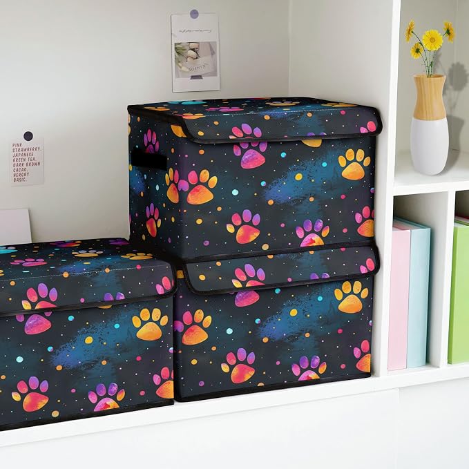 Stackable Clothes Storage Bins with Lids 3 Pack | Closet Organizers Fabric Box for Home and Office,Blanket Clothes Organizers,Under Bed Storage Containers