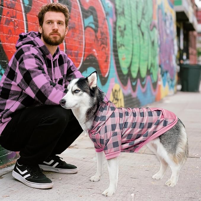 KOOLTAIL Plaid Dog Hoodie Pet Clothes Sweaters with Hat