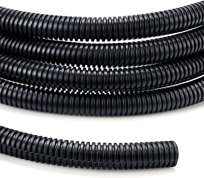 Wire Loom 3/8 inch 10ft, Split Loom, Outdoor Cord Protector | Flexible Wire Conduit Automotive, Wire Protector Tubing, Black