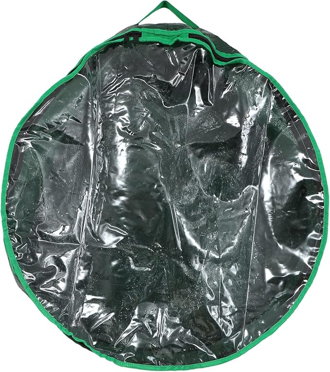 Happyyami 1pc Storage Bag for Christmas Wreaths Festival Holder with Clear Window for Holiday Decoration and Storage Needs