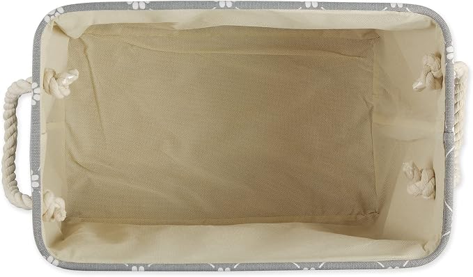 Bone Dry Pet Storage Collection Paw and Bone Print, Small Rectangle, 14x8x9, Gray