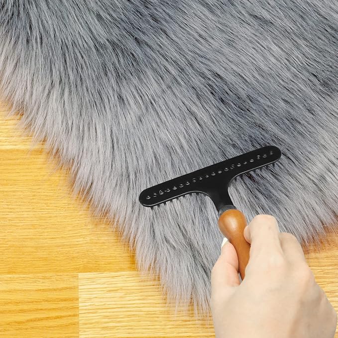 HINGTAI Portable Carpet Rake, Matted & Shag Rug Rake, 6.0 x 4.3 inches, Black