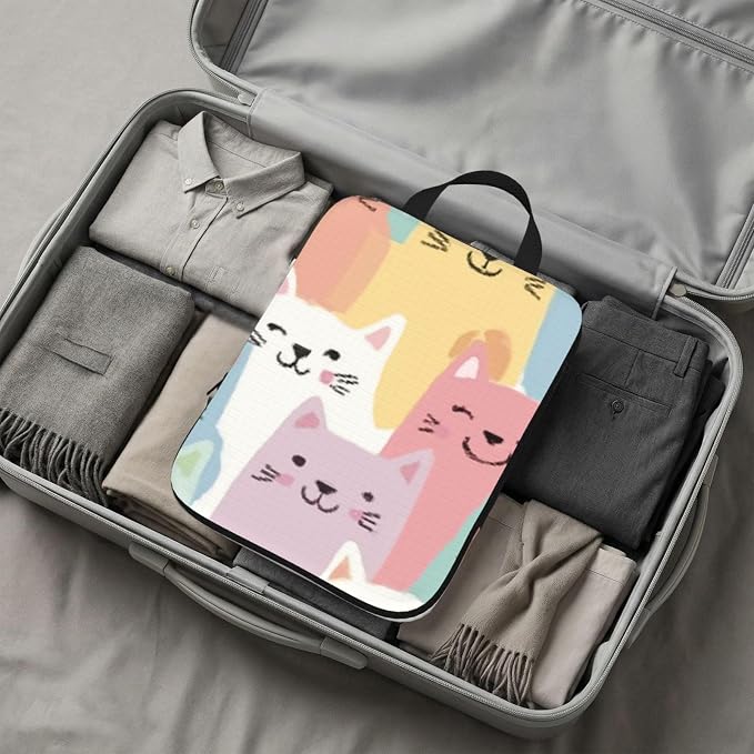 4 Set Compression Packing Cubes for Travel | Cute Cats Pet Cube Storage Organizer For Carry On Expandable Space Saver Packing Bags Travel Essentials