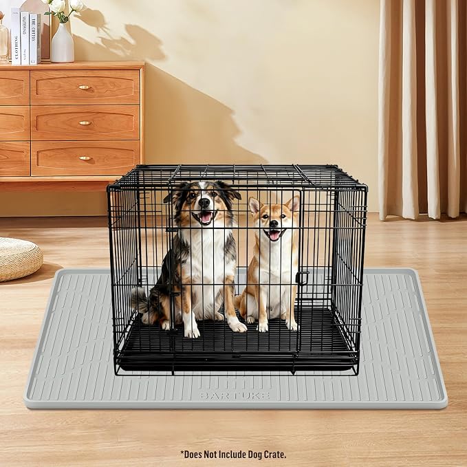 Silicone Dog Crate Mat 40" x 22" Extra Large Pet Bed Mat | Dog Cage Mat with Raised Edge, Washable, Non-Slip, Leakproof Kennel Mat for Protect Floors, Reusable Dog Playpen Mat