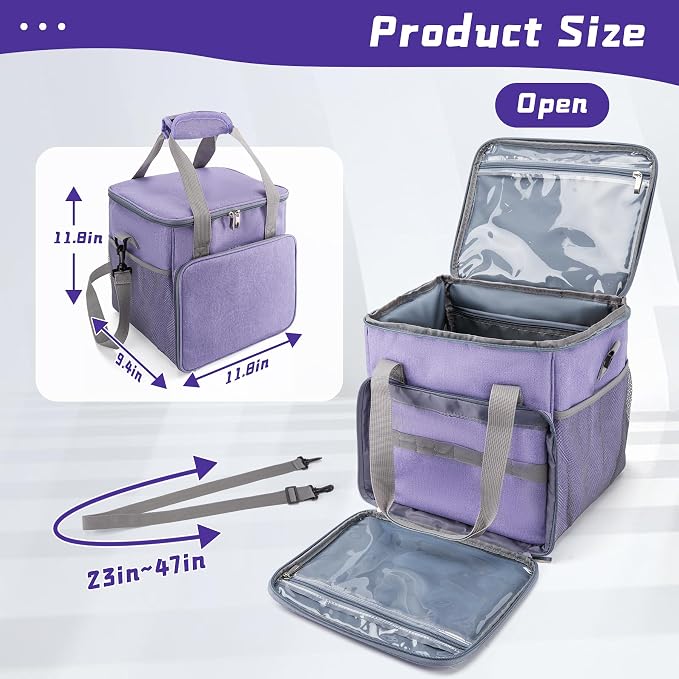 SMYV Pet Grooming Bag for Dog Grooming Supplies, Dog Tote Travel Bag for Pets Grooming Tools Kit Accessories - Light Purple