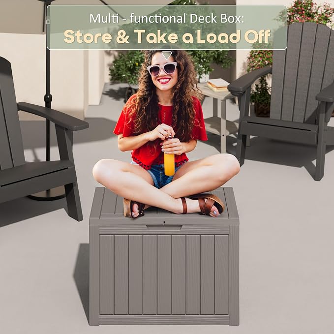 45 Gallon Outdoor Storage Box, All-Weather Deck Box for Patio Furniture, Package Deliveries, Garden Tools, Pool Supplies & Cushions, Grey