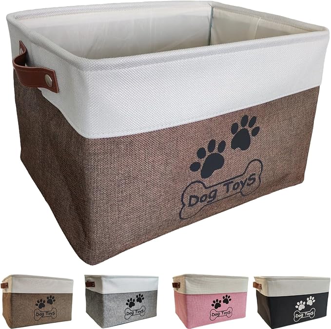 Dog Toy Basket Collapsible Dog Toy Box Foldable Dog Toy Bin for Pet Chew Toys