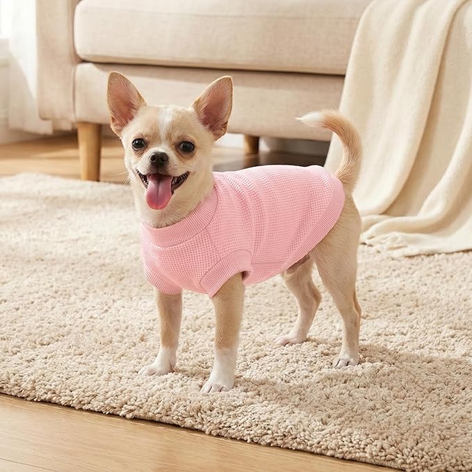 3 Pack Dog Shirt for Small Supplies Functional Waffle Dog Clothes Warm Soft Sweatshirt Outfit for Dogs Cats Pet Apparel