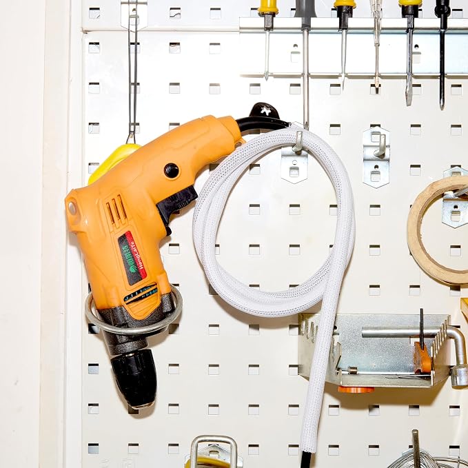 Split Wire Loom 3/8 Inch 25ft, Braided Cable Sleeve for Cable Management, Cord Protector for Pets, TV, Desk & Automotive, White